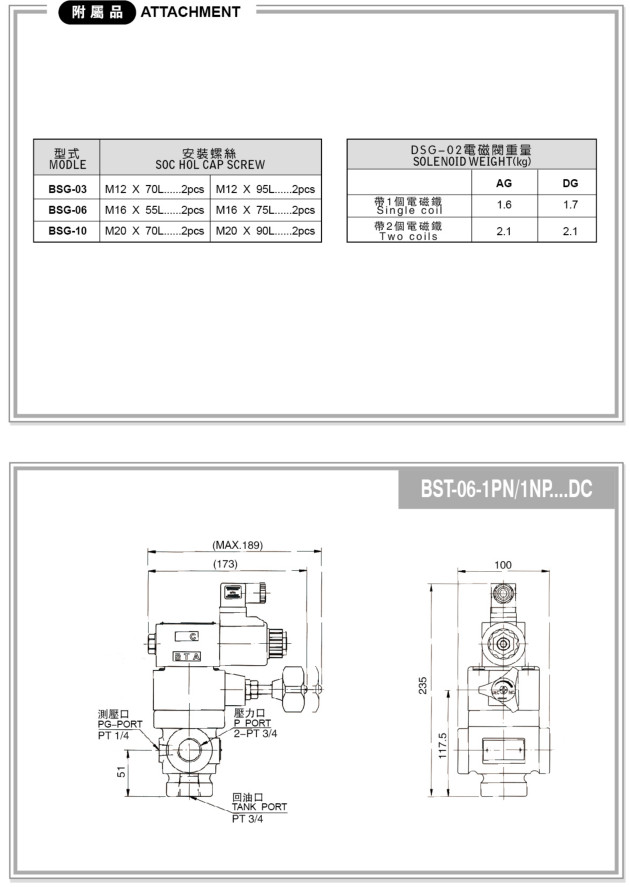 BSG、BST系列電磁溢流閥